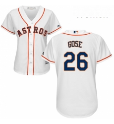 Womens Majestic Houston Astros 26 Anthony Gose Replica White Home Cool Base MLB Jersey 