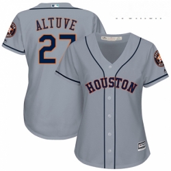 Womens Majestic Houston Astros 27 Jose Altuve Authentic Grey Road Cool Base MLB Jersey