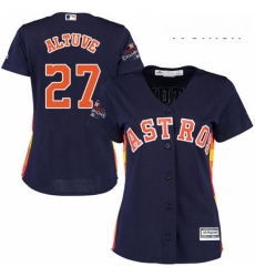 Womens Majestic Houston Astros 27 Jose Altuve Authentic Navy Blue Alternate 2017 World Series Champions Cool Base MLB Jersey