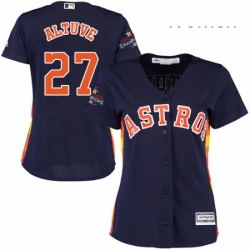 Womens Majestic Houston Astros 27 Jose Altuve Replica Navy Blue Alternate 2017 World Series Champions Cool Base MLB Jersey