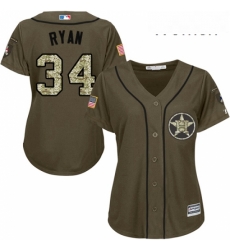 Womens Majestic Houston Astros 34 Nolan Ryan Authentic Green Salute to Service MLB Jersey