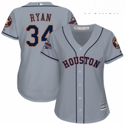 Womens Majestic Houston Astros 34 Nolan Ryan Replica Grey Road 2017 World Series Champions Cool Base MLB Jersey