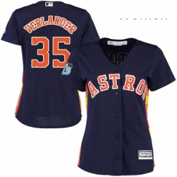 Womens Majestic Houston Astros 35 Justin Verlander Replica Navy Blue Alternate Cool Base MLB Jersey 