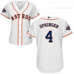 Womens Majestic Houston Astros 4 George Springer Authentic White Home 2017 World Series Champions Cool Base MLB Jersey