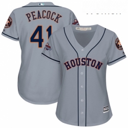 Womens Majestic Houston Astros 41 Brad Peacock Replica Grey Road 2017 World Series Champions Cool Base MLB Jersey 