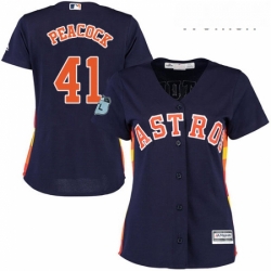 Womens Majestic Houston Astros 41 Brad Peacock Replica Navy Blue Alternate Cool Base MLB Jersey 