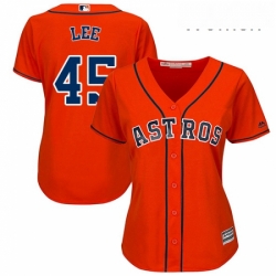 Womens Majestic Houston Astros 45 Carlos Lee Authentic Orange Alternate Cool Base MLB Jersey