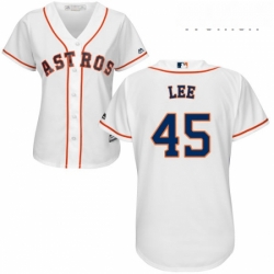 Womens Majestic Houston Astros 45 Carlos Lee Replica White Home Cool Base MLB Jersey