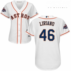 Womens Majestic Houston Astros 46 Francisco Liriano Authentic White Home 2017 World Series Champions Cool Base MLB Jersey 