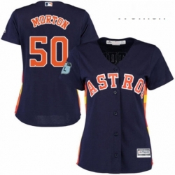 Womens Majestic Houston Astros 50 Charlie Morton Authentic Navy Blue Alternate Cool Base MLB Jersey 