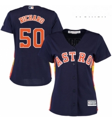 Womens Majestic Houston Astros 50 JR Richard Replica Navy Blue Alternate Cool Base MLB Jersey