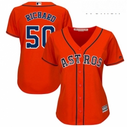 Womens Majestic Houston Astros 50 JR Richard Replica Orange Alternate Cool Base MLB Jersey