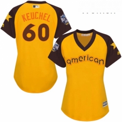 Womens Majestic Houston Astros 60 Dallas Keuchel Authentic Yellow 2016 All Star American League BP Cool Base MLB Jersey