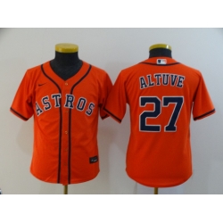 Youth Astros 27 Jose Altuve Orange Youth 2020 Nike Cool Base Jersey