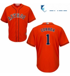 Youth Majestic Houston Astros 1 Carlos Correa Authentic Orange Alternate Cool Base MLB Jersey