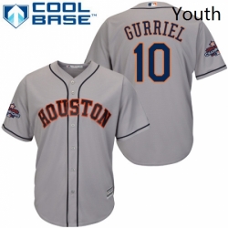 Youth Majestic Houston Astros 10 Yuli Gurriel Replica Grey Road 2017 World Series Champions Cool Base MLB Jersey 