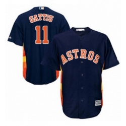 Youth Majestic Houston Astros 11 Evan Gattis Authentic Navy Blue Alternate Cool Base MLB Jersey