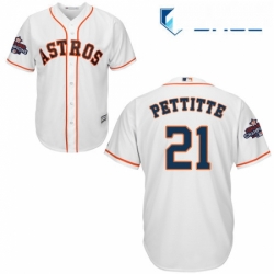 Youth Majestic Houston Astros 21 Andy Pettitte Authentic White Home 2017 World Series Champions Cool Base MLB Jersey