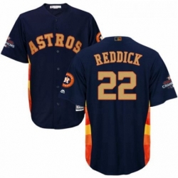 Youth Majestic Houston Astros 22 Josh Reddick Authentic Navy Blue Alternate 2018 Gold Program Cool Base MLB Jersey