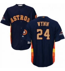 Youth Majestic Houston Astros 24 Jimmy Wynn Authentic Navy Blue Alternate 2018 Gold Program Cool Base MLB Jersey 