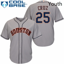 Youth Majestic Houston Astros 25 Jose Cruz Authentic Grey Road Cool Base MLB Jersey