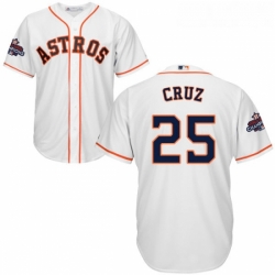 Youth Majestic Houston Astros 25 Jose Cruz Jr Replica White Home 2017 World Series Champions Cool Base MLB Jersey