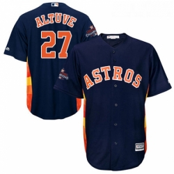 Youth Majestic Houston Astros 27 Jose Altuve Replica Navy Blue Alternate 2017 World Series Champions Cool Base MLB Jersey