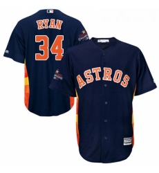 Youth Majestic Houston Astros 34 Nolan Ryan Authentic Navy Blue Alternate 2017 World Series Champions Cool Base MLB Jersey