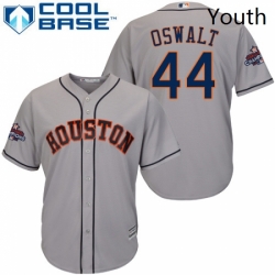 Youth Majestic Houston Astros 44 Roy Oswalt Replica Grey Road 2017 World Series Champions Cool Base MLB Jersey