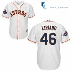 Youth Majestic Houston Astros 46 Francisco Liriano Replica White Home 2017 World Series Champions Cool Base MLB Jersey 