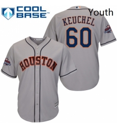 Youth Majestic Houston Astros 60 Dallas Keuchel Replica Grey Road 2017 World Series Champions Cool Base MLB Jersey