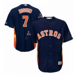 Youth Majestic Houston Astros 7 Craig Biggio Authentic Navy Blue Alternate 2017 World Series Champions Cool Base MLB Jersey