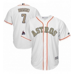 Youth Majestic Houston Astros 7 Craig Biggio Authentic White 2018 Gold Program Cool Base MLB Jersey