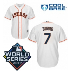 Youth Majestic Houston Astros 7 Craig Biggio White Home Cool Base Sitched 2019 World Series Patch Jersey