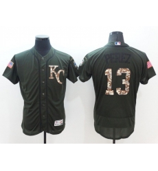 Men Kansas City Royals 13 Perez Green Camo Elite 2022 MLB Jersey