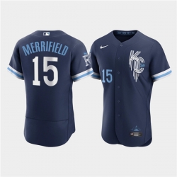 Men Kansas City Royals 15 Whit Merrifield 2022 Navy City Connect Flex Base Stitched MLB jersey