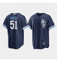 Men Kansas City Royals 51 Brady Singer 2022 Navy City Connect Cool Base Stitched jersey