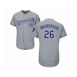 Mens Kansas City Royals 26 Brad Boxberger Grey Road Flex Base Authentic Collection Baseball Jersey