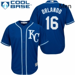 Mens Majestic Kansas City Royals 16 Paulo Orlando Replica Blue Alternate 2 Cool Base MLB Jersey