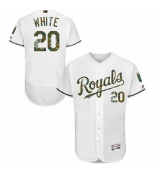 Mens Majestic Kansas City Royals 20 Frank White Authentic White 2016 Memorial Day Fashion Flex Base Jersey 