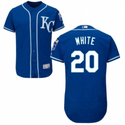 Mens Majestic Kansas City Royals 20 Frank White Royal Blue Alternate Flex Base Collection 2018 World Series Jersey 