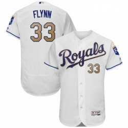 Mens Majestic Kansas City Royals 33 Brian Flynn White Flexbase Authentic Collection MLB Jersey