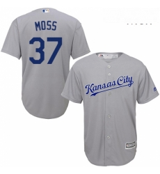 Mens Majestic Kansas City Royals 37 Brandon Moss Replica Grey Road Cool Base MLB Jersey