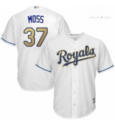 Mens Majestic Kansas City Royals 37 Brandon Moss Replica White Home Cool Base MLB Jersey