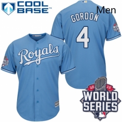 Mens Majestic Kansas City Royals 4 Alex Gordon Authentic Light Blue Alternate 1 Cool Base 2015 World Series