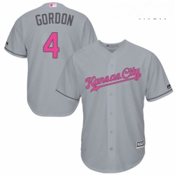 Mens Majestic Kansas City Royals 4 Alex Gordon Replica Grey 2016 Mothers Day Cool Base MLB Jersey