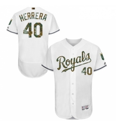 Mens Majestic Kansas City Royals 40 Kelvin Herrera Authentic White 2016 Memorial Day Fashion Flex Base Jersey