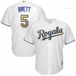 Mens Majestic Kansas City Royals 5 George Brett Replica White Home Cool Base MLB Jersey