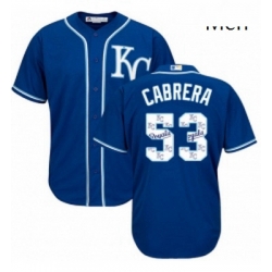 Mens Majestic Kansas City Royals 53 Melky Cabrera Blue Authentic Blue Team Logo Fashion Cool Base MLB Jersey 