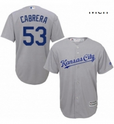 Mens Majestic Kansas City Royals 53 Melky Cabrera Replica Grey Road Cool Base MLB Jersey 